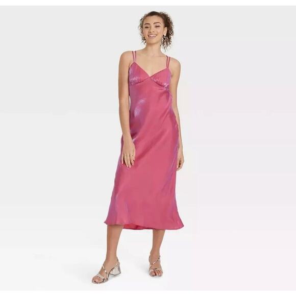 Wild Fable Iridescent Pink Maxi Slip Dress ~women’s S NWT - Picture 2 of 5